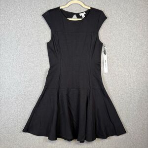 Kate Young Women's Size 8 Black Fit and Flare Mini Dress Sleeveless Cap Sleeved